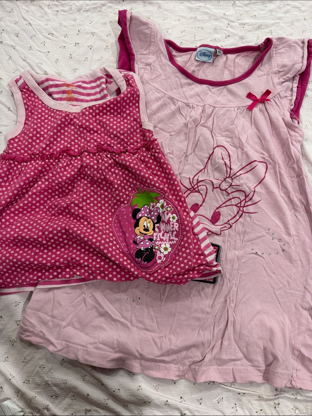 Disney Girls Pink Minnie & Daisy Tank Top Set - Light Pink & Hot Pink